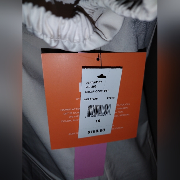 LDT Lace Up Split Round Neck Short Puff Sleeve Mini Dress - Picture 10 of 12